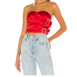 Red satin crop top